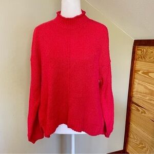 BP Pink Knit Mock Neck Long Balloon Sleeve Sweater Extra Small